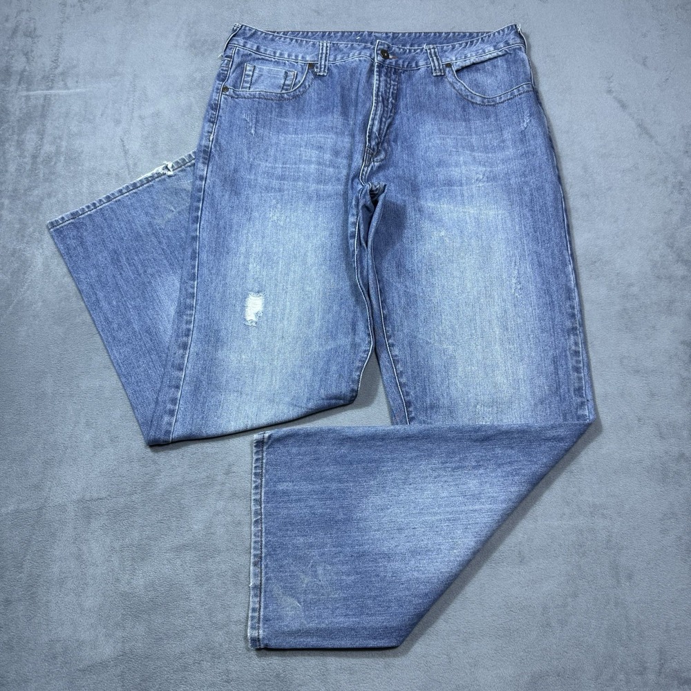 Fly Paper Jeans Mens 38x32 Straight Leg Distressed Light Wash Retro Y2K Street